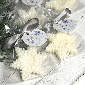 Snowflake Soap Favors -Snow In Love Winter Bridal Shower, A Little Snowflake Baby Shower Favors, Winter Party favor soaps decor in Bulk