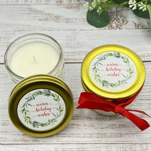 Bulk Candle Holiday Favors, Candle Holiday Favors for Christmas Party, Personalized Holiday Wedding Candle Favors, Bulk order of 25 candles