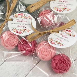 Peony Soap Favors-Baby Shower Girl in Bloom Bridal wedding decor,Dusty Rose Blush Wildflower Party Favors,MINI peony flower soap favors bulk
