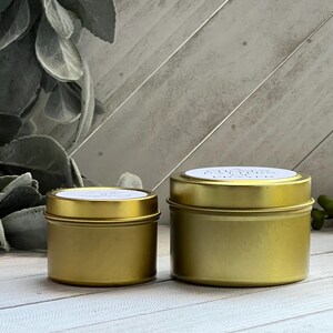Personalized Soy Wax Candle Favors: Gold Tin, Wedding Candle Favors ...