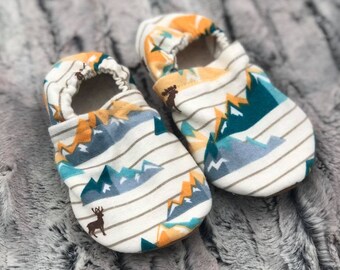 Stripes, Wildlife and Mountains Soft Soled Baby Booties