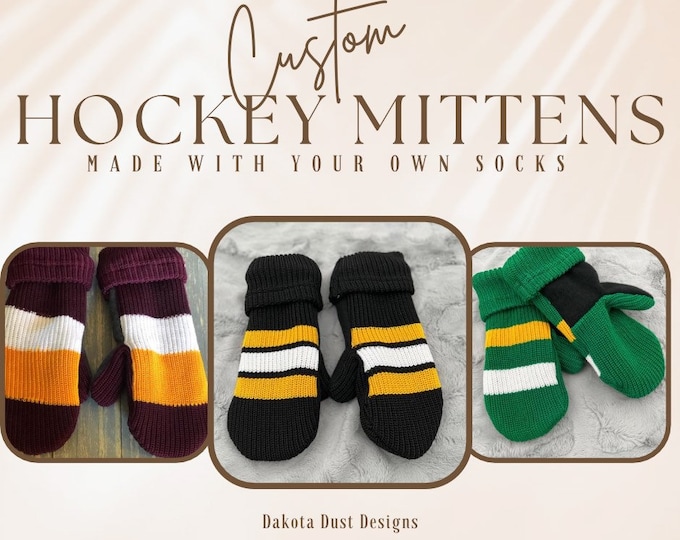 Custom Hockey Sock Fleece Lined Adult Mittens