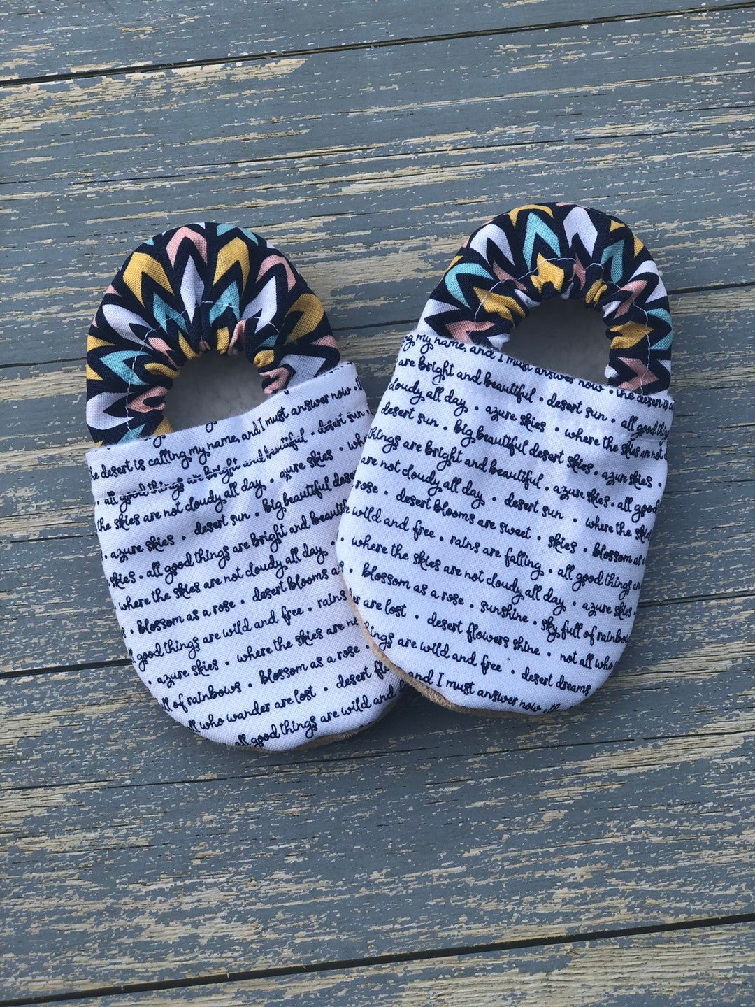 Navy Coral and Mustard Desert Baby Booties - Etsy