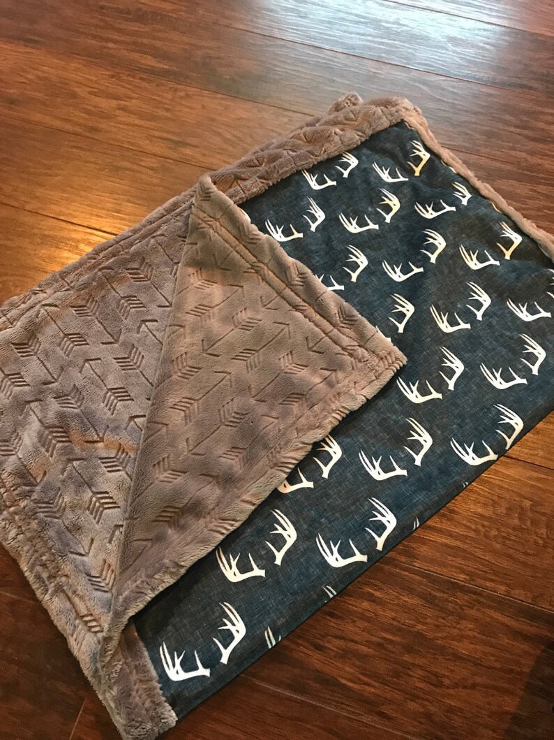 Navy Deer Antlers Baby Blanket image 4