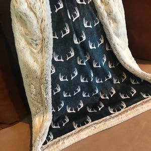 Navy Deer Antlers Baby Blanket image 1