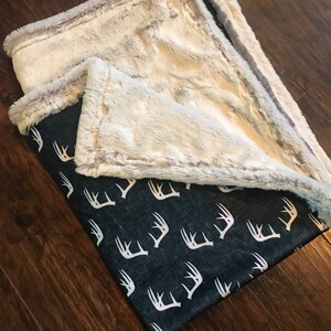 Navy Deer Antlers Baby Blanket image 2