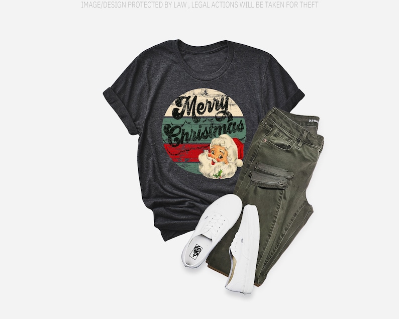 Vintage Santa Claus Shirt Family Old fashioned Christmas Vintage Christmas T-Shirt for Women, Red Cute Vintage Santa Shirt Baby shirt image 2