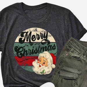 Vintage Santa Claus Shirt Family Old fashioned Christmas Vintage Christmas T-Shirt for Women, Red Cute Vintage Santa Shirt Baby shirt image 1