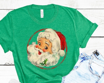 Vintage Santa Claus Christmas Shirt Family Christmas Vintage Christmas T-Shirt for Women, Cute Vintage Santa Shirt Baby, Christmas Gifts