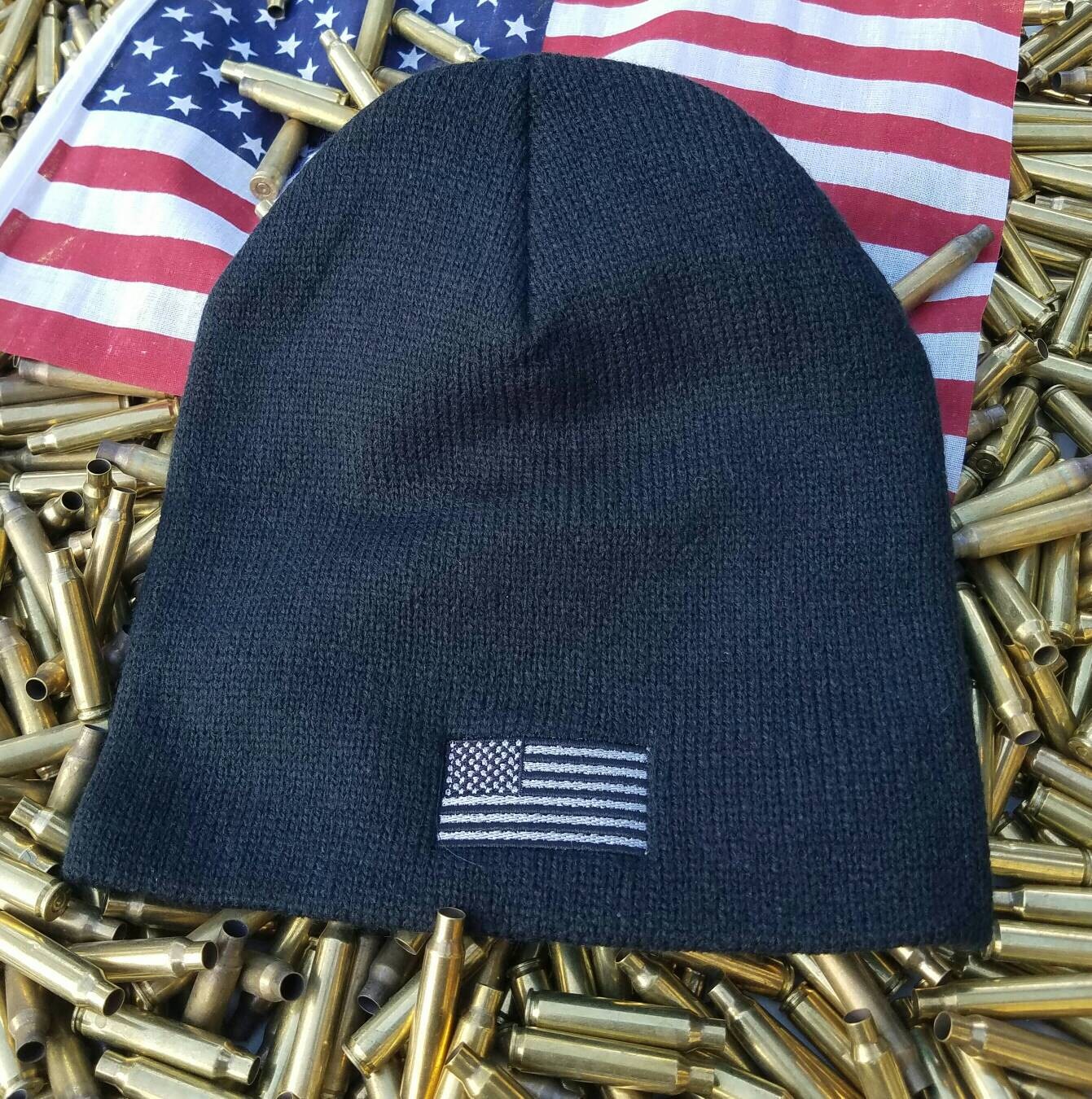 Black Tactical American Flag Beanie Etsy