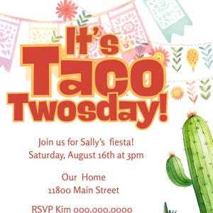 Taco TWOsday Birthday Invitation – Editable Fiesta Invite for 2nd Birthday