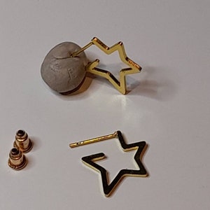 Star profile earrings studs gold plated stars stud earrings stainless steel studs image 2