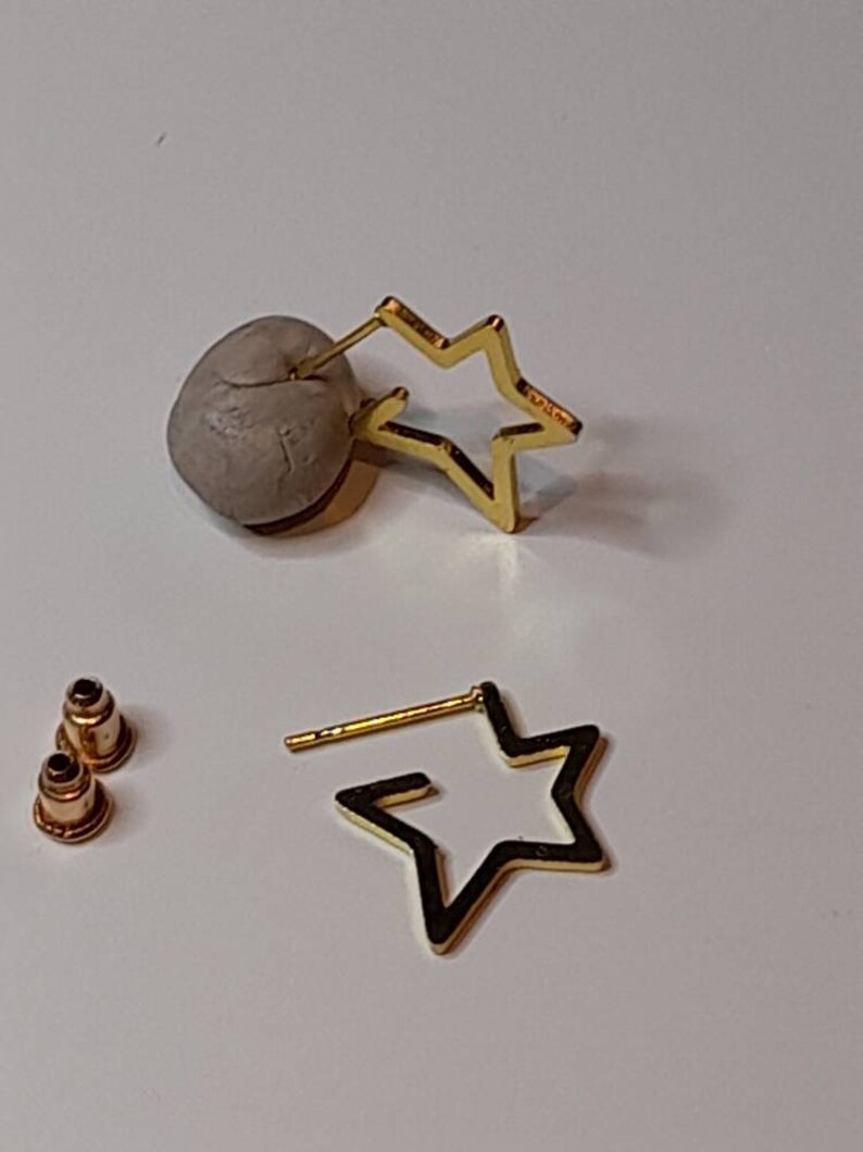 Star profile earrings studs gold plated stars stud earrings stainless steel studs image 2