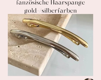 Französische Haarspange mit Metallmanschette edel  für Hochsteckfrisuren Haar Bun holder bun silberfarben goldfarben