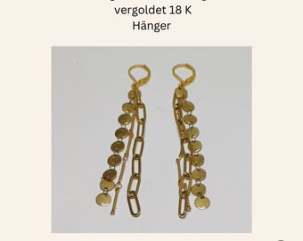 Long chain earrings pendant gold-plated chain elements with plates paperclip chains chain elements long festive earrings