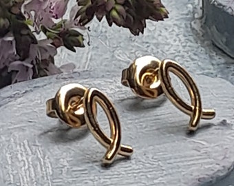 Zierluche fish stud earrings gold-plated plug gold-colored