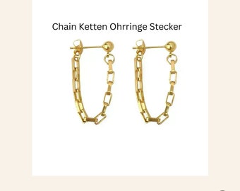 Chain chain earrings stud earrings with dangling chain wedding jewelry bridal gift pendant gold plated 18K