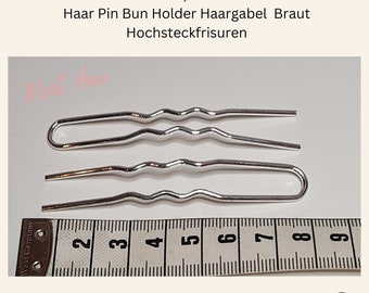 Set of 4 proven stable hairpins in silver, bun pin, bun holder, short hair fork in silver for wedding updos