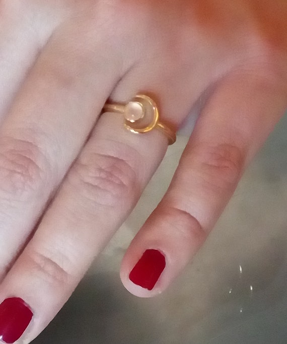 2-er Set Ringe Geschenke für Mutter-Tochter/ Freundinnen Ring Silber vergoldet mit Mond und Sonne verstellbar #00022