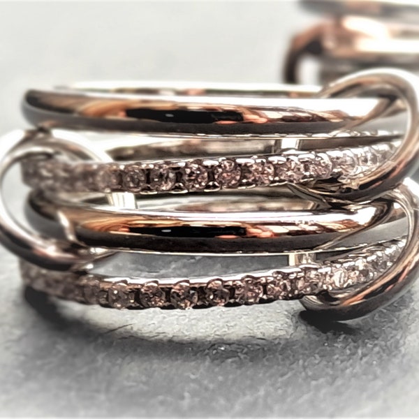 925-er Silber Ring/ Zircon Ring Stapelring Set aus 4 Ringen verbindungsringen #1