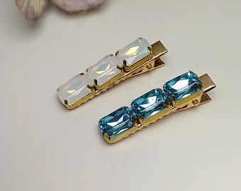 Kristall Clip Spangen Swarovski Glass goldfarben Clipspange Hochsteckfriuren Bun Dutt Braut Frisuren