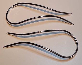Set of 2 long, very sturdy hairpins in silver colour, ideal for updos