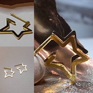 Star profile earrings studs gold plated stars stud earrings stainless steel studs image 1