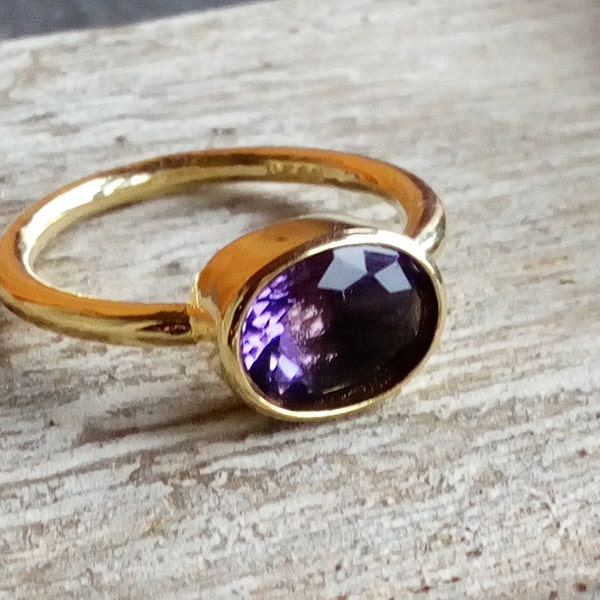 Stapel Ring 925-er Silber vergoldet in amethyst-lila #00003