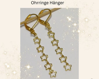 18 K gold plating long star earrings pendant star elements starry sky
