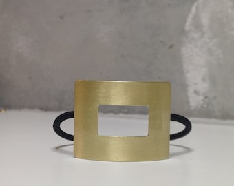 Statement hair tie ponytail rubber hair tie with elegant cuff in gold-coloured matt golden