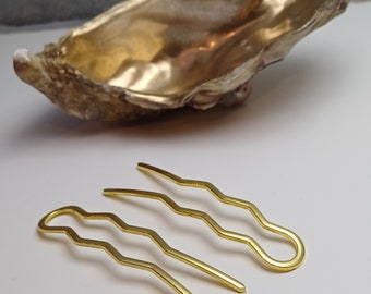 Set van 4 bewezen stabiele haarspelden in goud, knotspeld, knothouder, korte haarvork in zilver voor bruiloftsopsteekkapsels