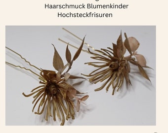 Haarnadeln mit Blüten für Hochsteckfrisuren Hochzeitsschmuck vintage taupe