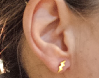 Lightning earrings stud gold plated