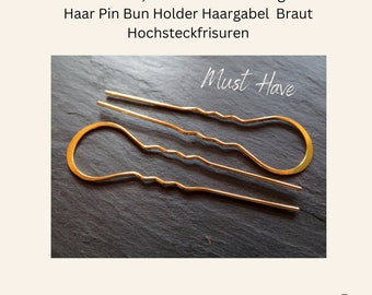 Set of 2 long hairpins, proven hairpin, gold-colored hair pin, bun holder, hair fork, hair stick, hair accessories, bridal updos