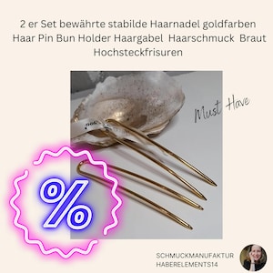 Set of 2 sturdy, proven hairpins, gold-coloured, hair pin, bun holder, hair fork, hair stick, hair accessories, updo, bridal updos