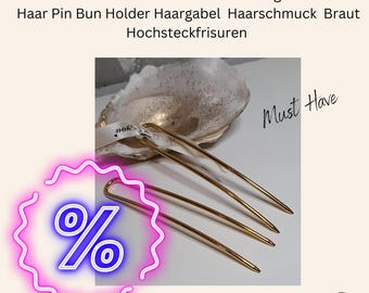 Set of 2 sturdy, proven hairpins, gold-colored hair pin, bun holder, hair fork, hair stick, hair accessories, updo, bridal updos