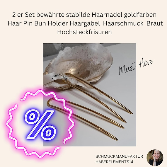 2-er Set Stabile bewährte  Haarnadel goldfarben Haar Pin Bun Holder Haargabel Haarstab Haarschmuck Hochsteckfrisur Braut Hochsteckfrisuren