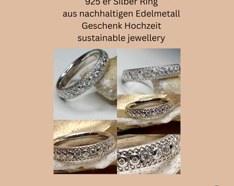 925-er Silber Ring mit synthetischen Diamanten 1 mm Lab Grown Diamond 0,05 ct. Stein Stacking Ring /D/VVS