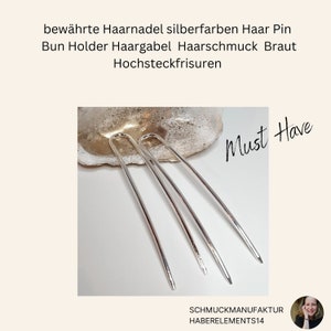 Set of 2 proven sturdy hairpins in silver, bun pin, bun holder, long hair fork in silver for updos