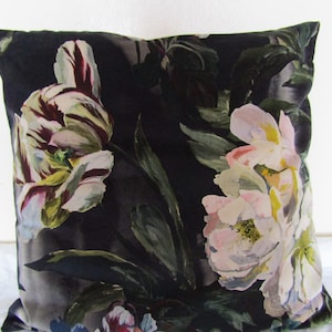 Designers Guild Fabric Delft Velvet Noir Cushion Cover / pillow cover