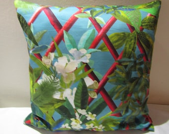 Designers Guild & Christian Lacroix tissu Canopy Turquoise Cushion Cover D2