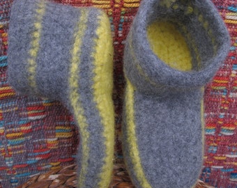 Felted Crochet Slipper for Women: The Moccasin