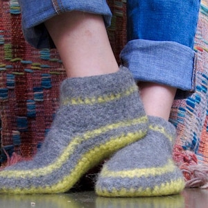 Felted Crochet Slipper for Women: The Moccasin