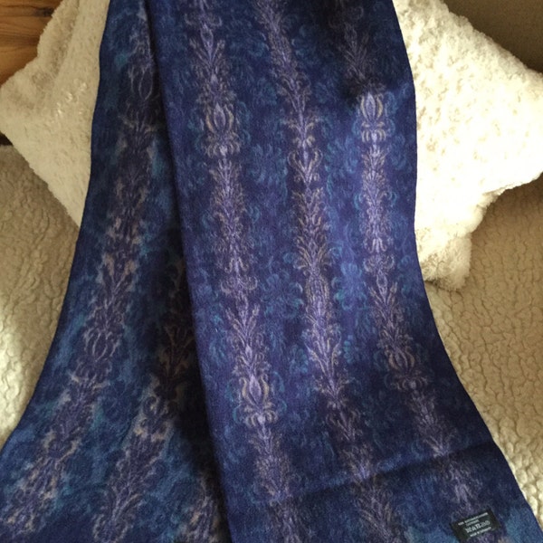 Fantastic Valentin Fraas soft blue colorful cashmere scarf Made in Germany