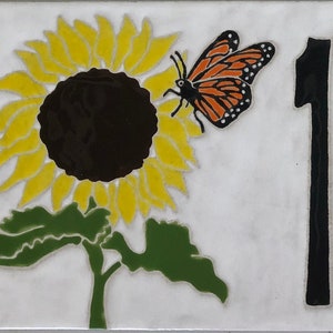 Sunflower and butterfly address tile