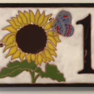 Sunflower and butterfly address tile image 2