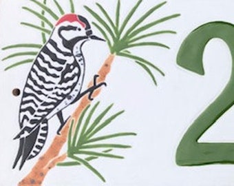 Woodpecker and Nuthatch Address Tile