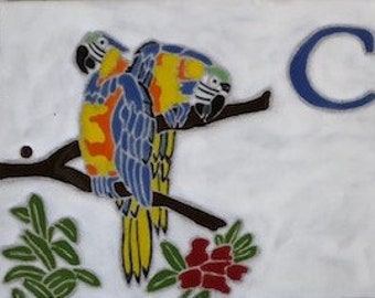 Blue and Yellow Macaw address tile