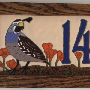 Quail with Poppies Address Tile image 7