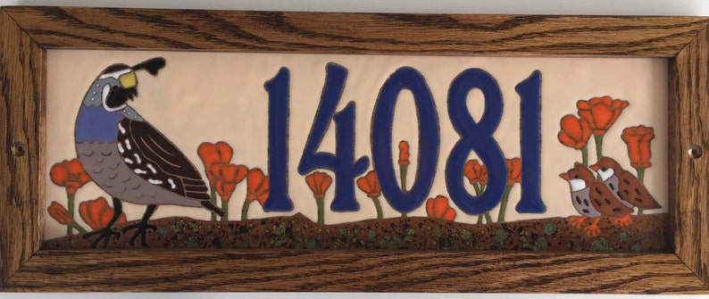 Quail with Poppies Address Tile image 7